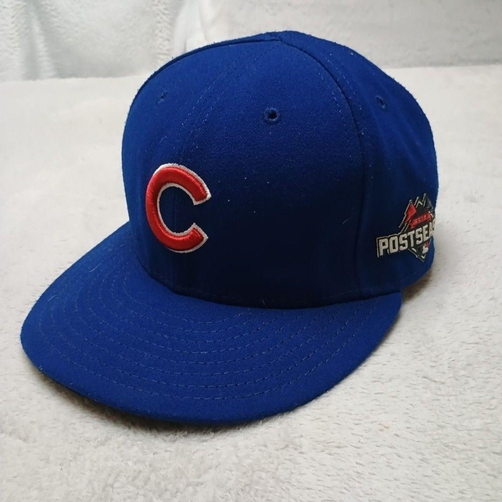 Chicago Cubs New Era Hat Cap Fitted Mens 7 1/4 Blue MLB Baseball 2015 Postseason